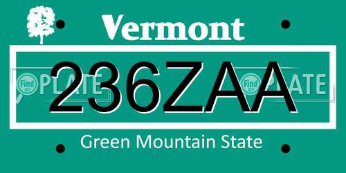 236ZAA Vermont License Plate