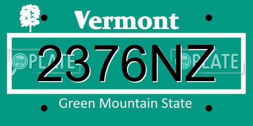 2376NZ Vermont License Plate