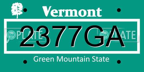 2377GA Vermont License Plate