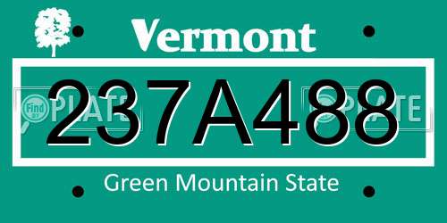 237A488 Vermont License Plate