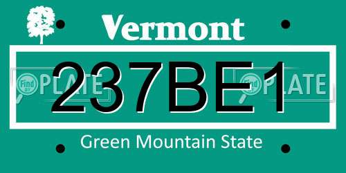 237BE1 Vermont License Plate