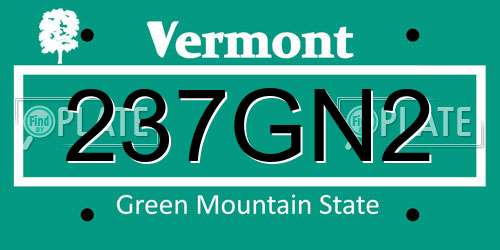 237GN2 Vermont License Plate