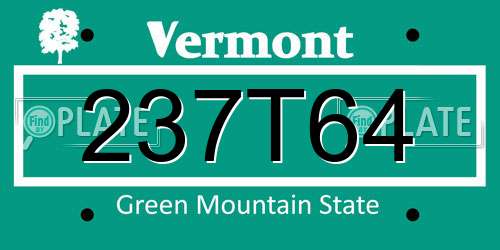 237T64 Vermont License Plate