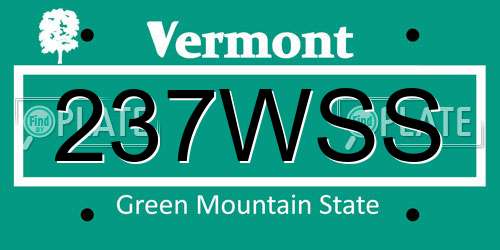 237WSS Vermont License Plate