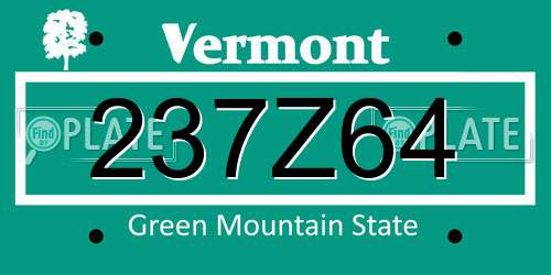 237Z64 Vermont License Plate