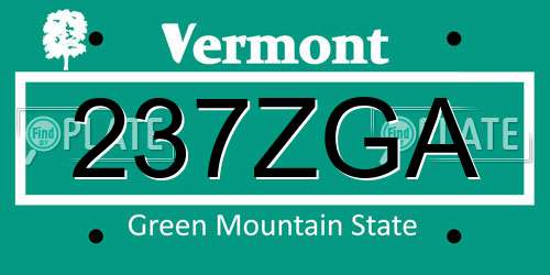 237ZGA Vermont License Plate