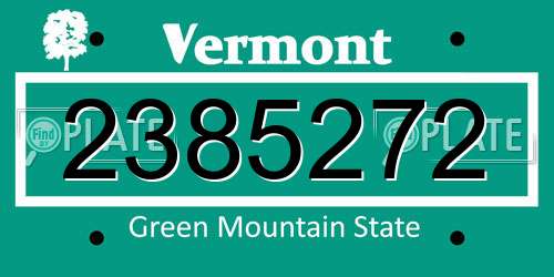 2385272 Vermont License Plate