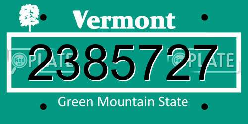 2385727 Vermont License Plate
