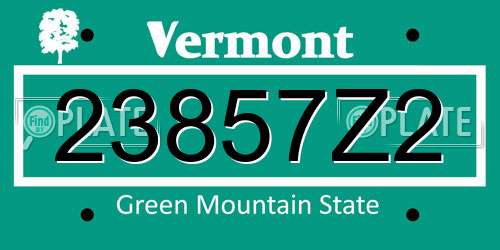 23857Z2 Vermont License Plate
