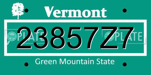 23857Z7 Vermont License Plate