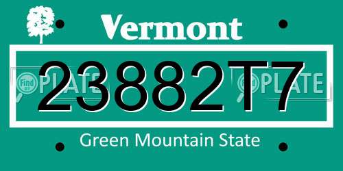 23882T7 Vermont License Plate