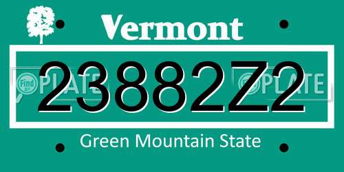 23882Z2 Vermont License Plate