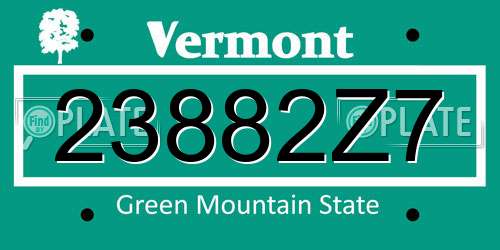 23882Z7 Vermont License Plate