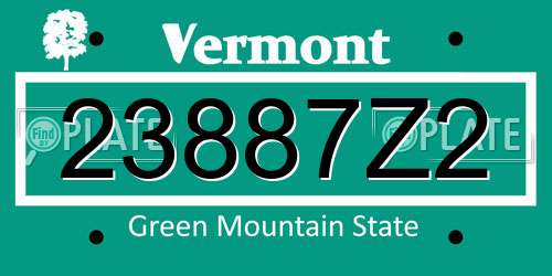 23887Z2 Vermont License Plate