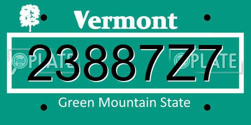 23887Z7 Vermont License Plate