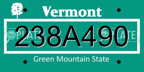 238A490 Vermont License Plate