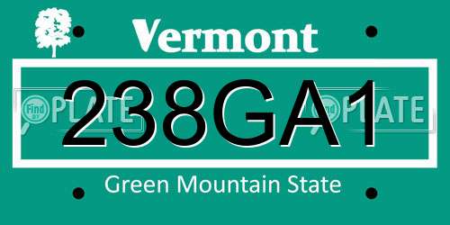 238GA1 Vermont License Plate