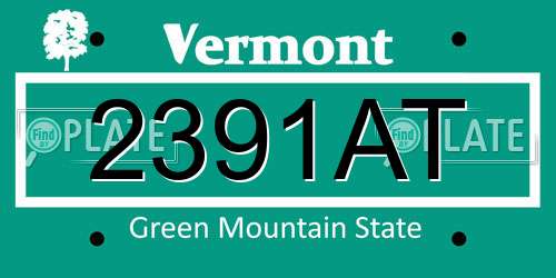 2391AT Vermont License Plate