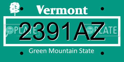 2391AZ Vermont License Plate