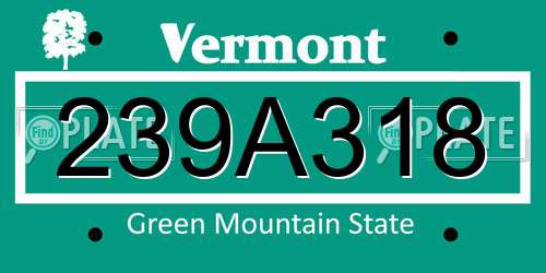 239A318 Vermont License Plate