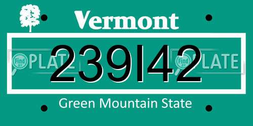239I42 Vermont License Plate