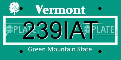 239IAT Vermont License Plate