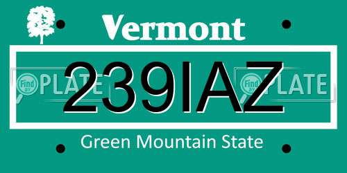 239IAZ Vermont License Plate