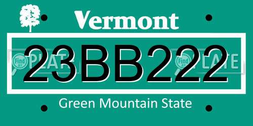 23BB222 Vermont License Plate