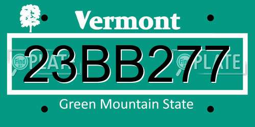 23BB277 Vermont License Plate
