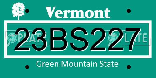 23BS227 Vermont License Plate