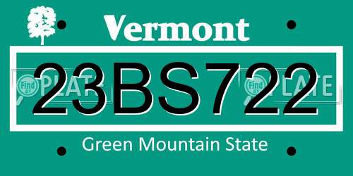 23BS722 Vermont License Plate
