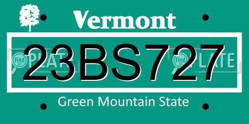 23BS727 Vermont License Plate