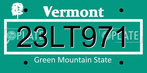23LT971 Vermont License Plate