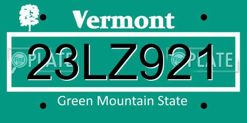 23LZ921 Vermont License Plate