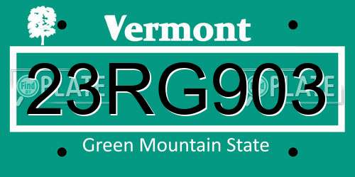 23RG903 Vermont License Plate
