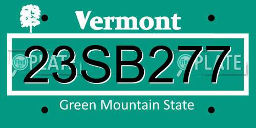 23SB277 Vermont License Plate