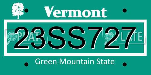 23SS727 Vermont License Plate