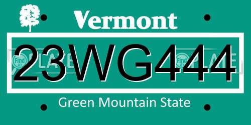 23WG444 Vermont License Plate