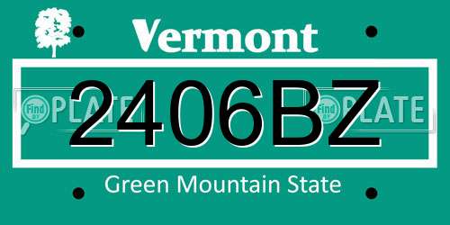 2406BZ Vermont License Plate