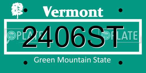 2406ST Vermont License Plate