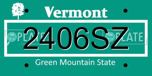 2406SZ Vermont License Plate