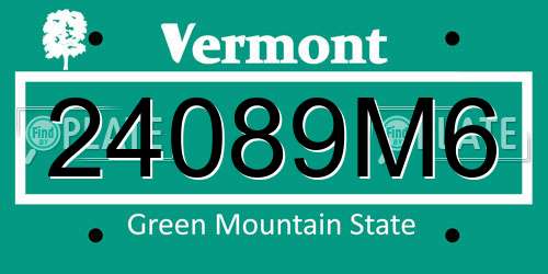 24089M6 Vermont License Plate