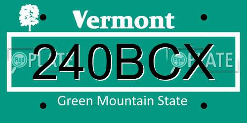 240BCX Vermont License Plate