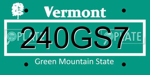 240GS7 Vermont License Plate