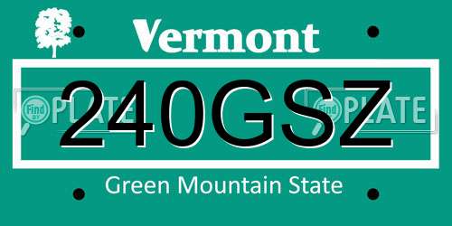 240GSZ Vermont License Plate