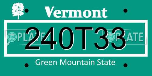 240T33 Vermont License Plate