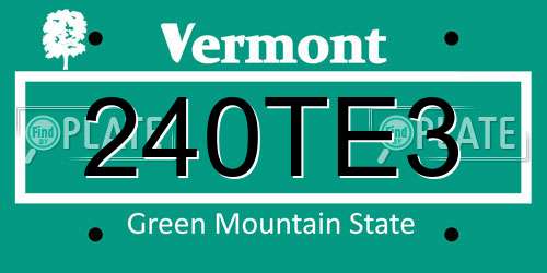 240TE3 Vermont License Plate