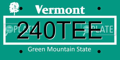 240TEE Vermont License Plate