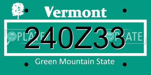 240Z33 Vermont License Plate