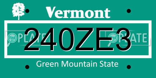 240ZE3 Vermont License Plate